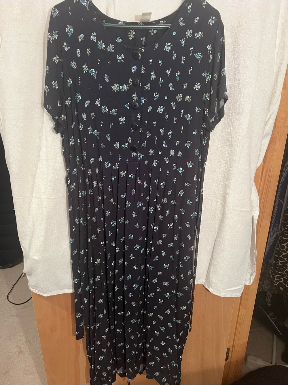 Worthington Navy Dress with Blue and Cream Floral Print